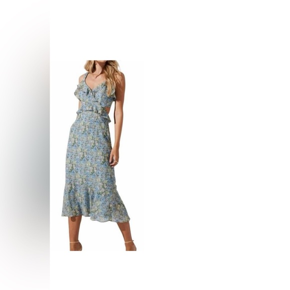 astr wildflower dress in blue multi floral size medium - Picture 9 of 9
